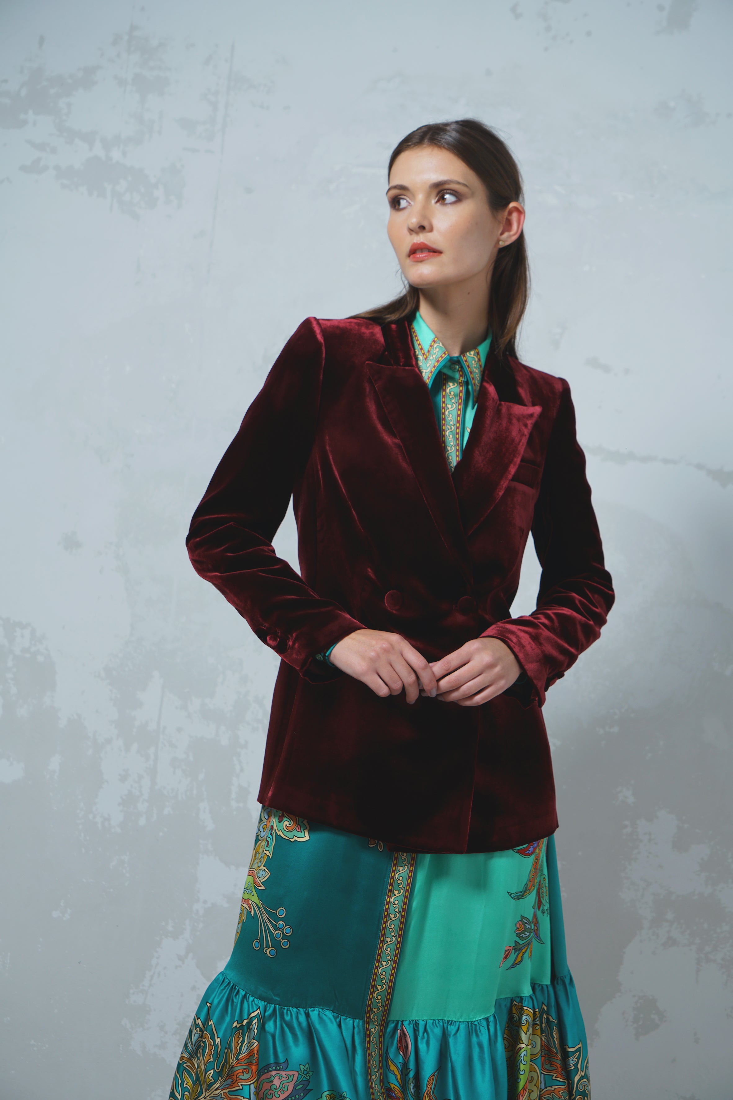 BLAZER VELLUTO BORDEAUX