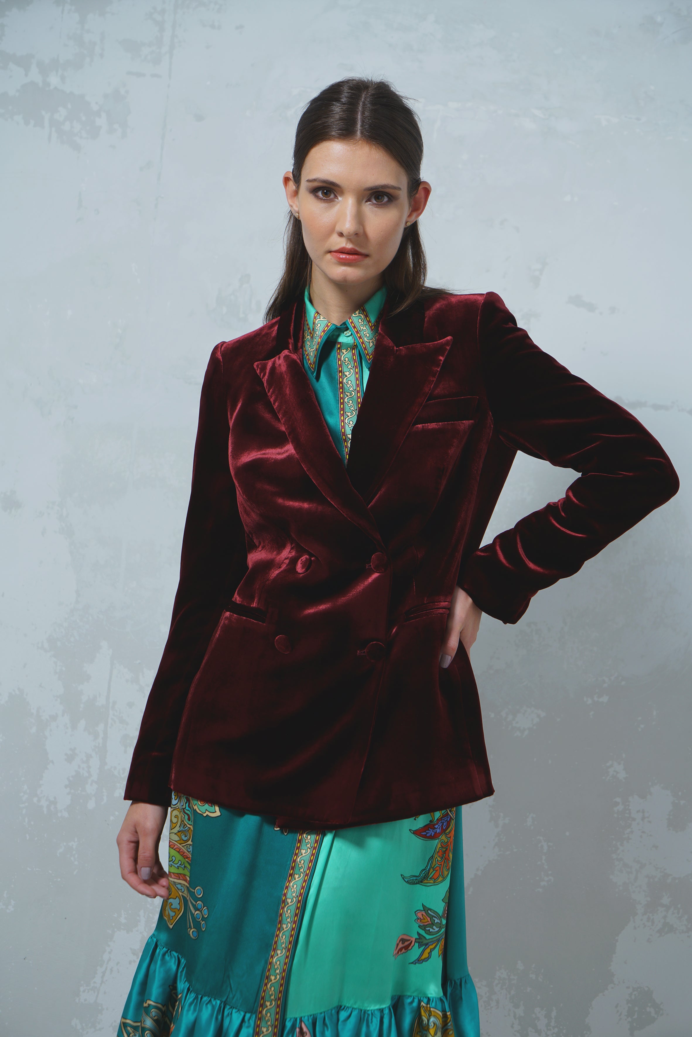 BLAZER VELLUTO BORDEAUX