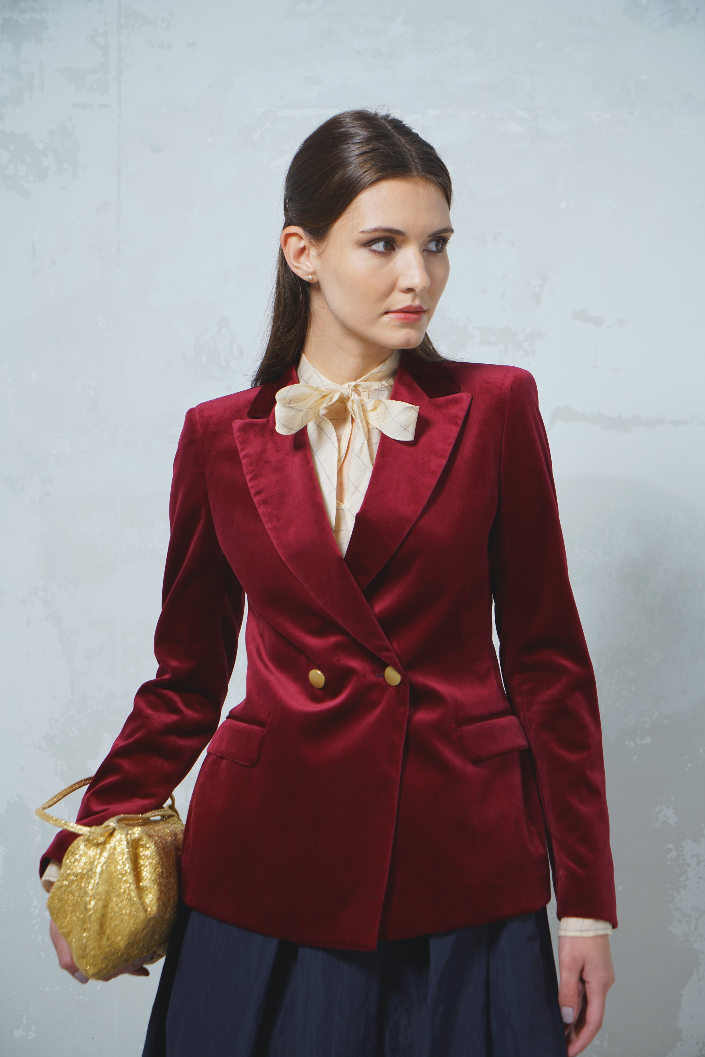 BLAZER VELLUTO BORDEAUX TAGLIATORE