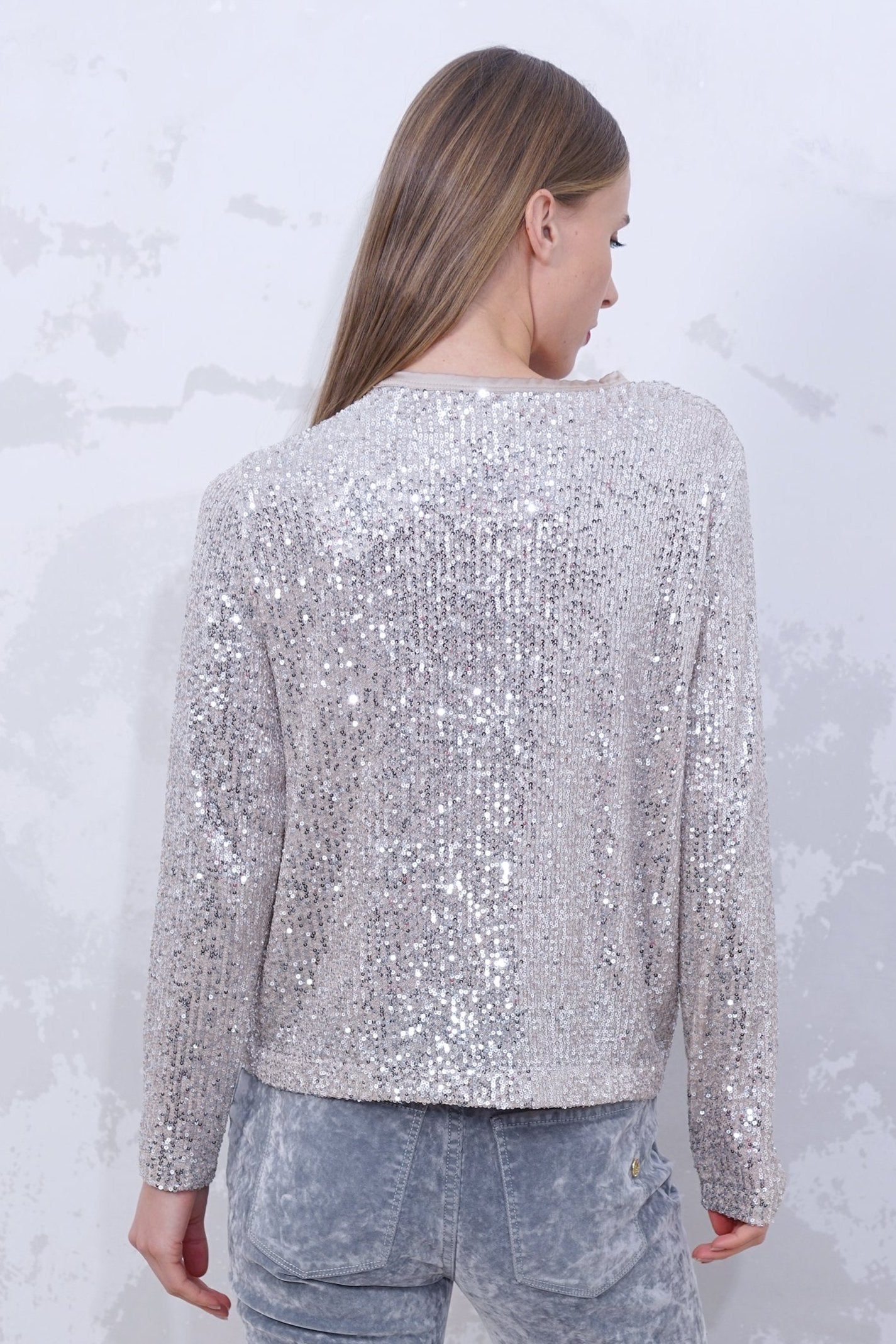 TOP PAILLETTES ARGENTO